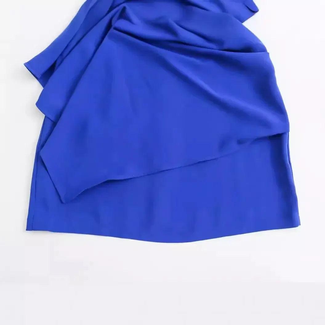 Robe bleu couleur unie Double boutonnage