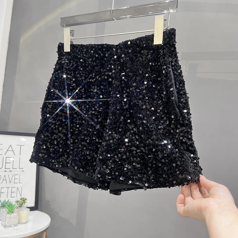 Short taille haute à paillètes +9 couleurs