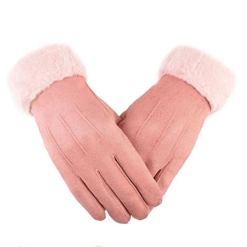Gants d'hiver doux doublés – rose
