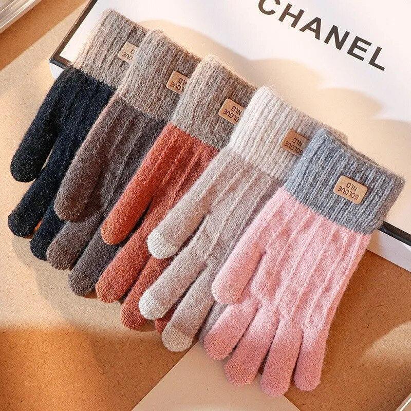 Gants d'hiver rayés en maille – vue 2