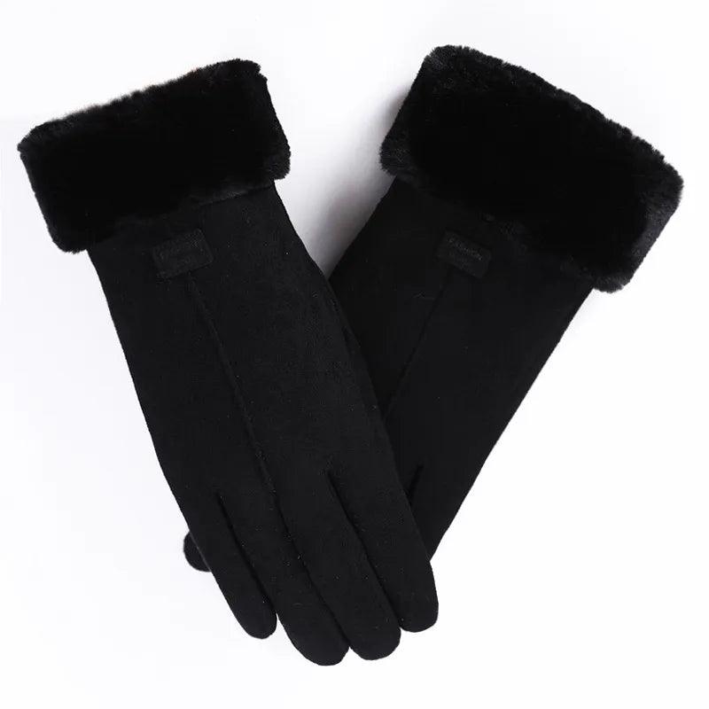 Gants d'hiver doux doublés – noir