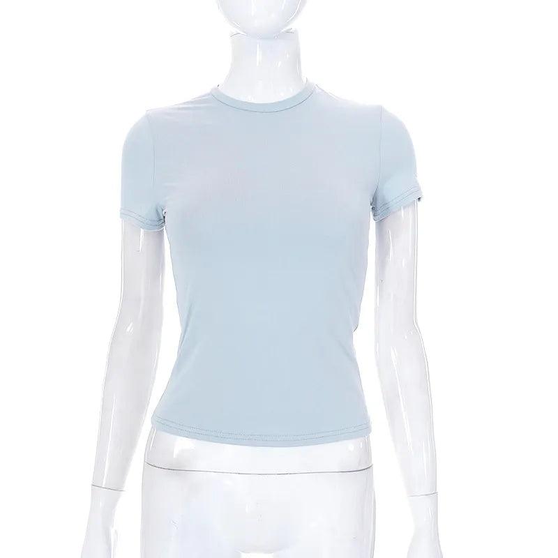 T-shirt court basique manches courtes – bleu clair