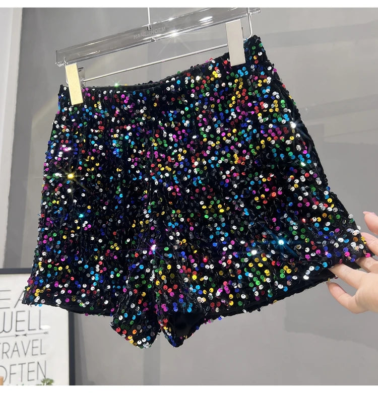 Short taille haute à paillètes +9 couleurs