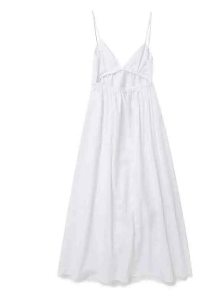 Robe mi-longue blanche pur