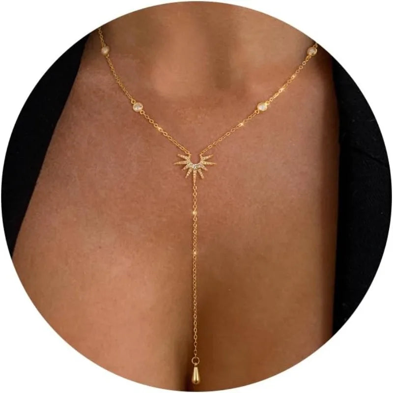 Collier en Y doré pendentif étoile