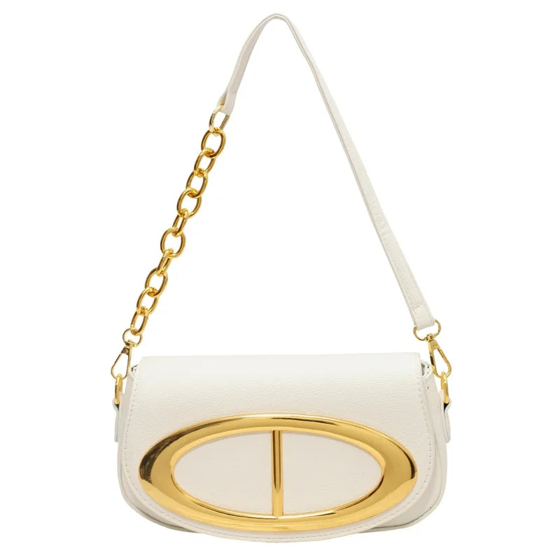 Sac selle à bandoulière chaîne – blanc