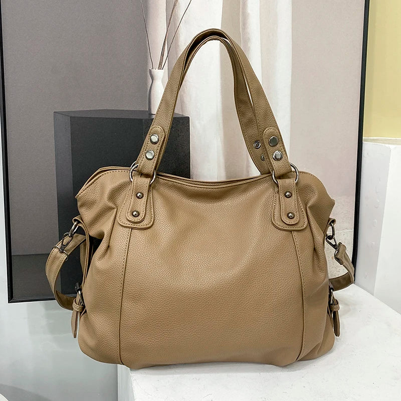 Grand sac cabas en simili cuir – kaki