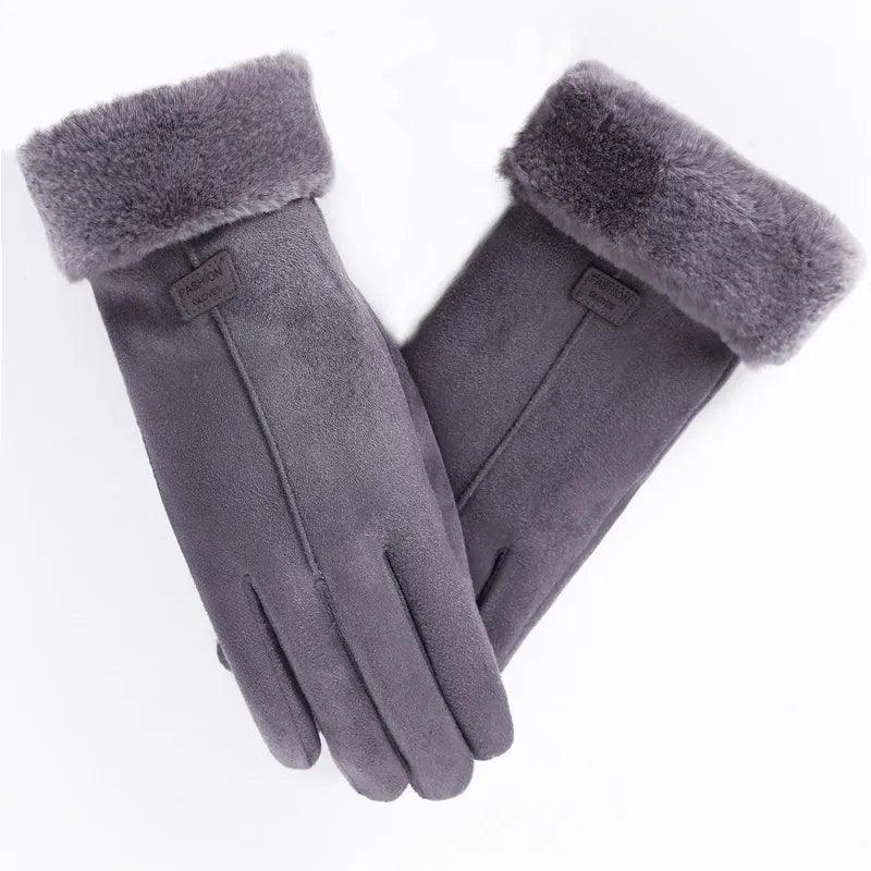 Gants d'hiver doux doublés – gris