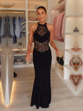 Robe longue dos nu en dentelle
