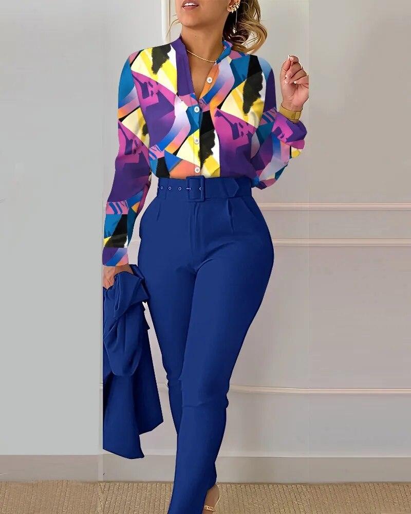 Ensemble chemise et pantalon fleuris – vue 3
