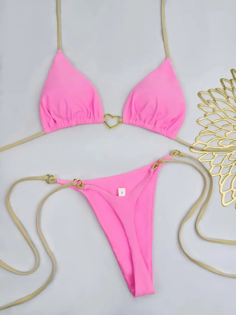 Éclat Rosé – Bikini à lacets deux pièces