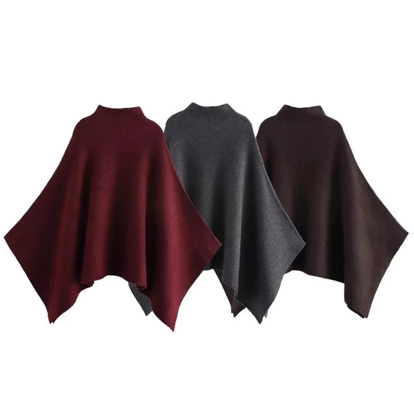 Cape poncho femme en maille – Élégance asymétrique automne/hiver