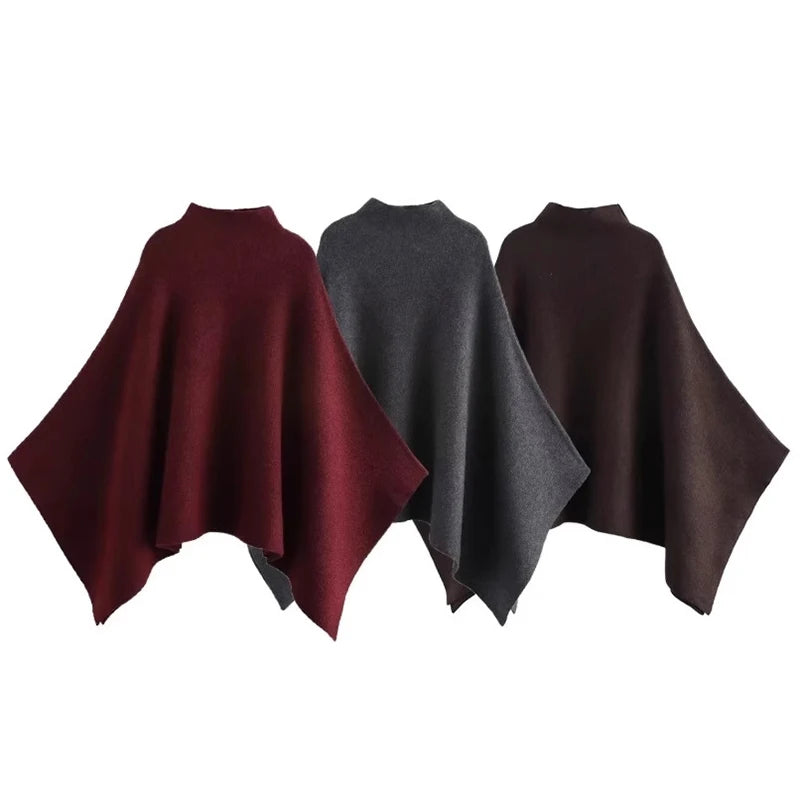 Cape poncho femme en maille – Élégance asymétrique automne/hiver