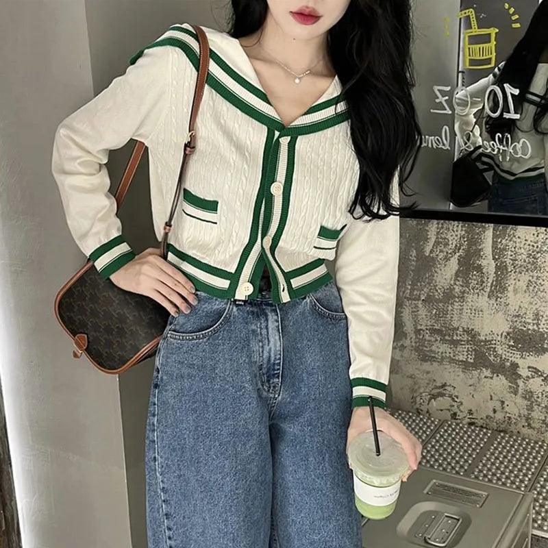 Ensemble cardigan col marin et pantalon large – vue 6