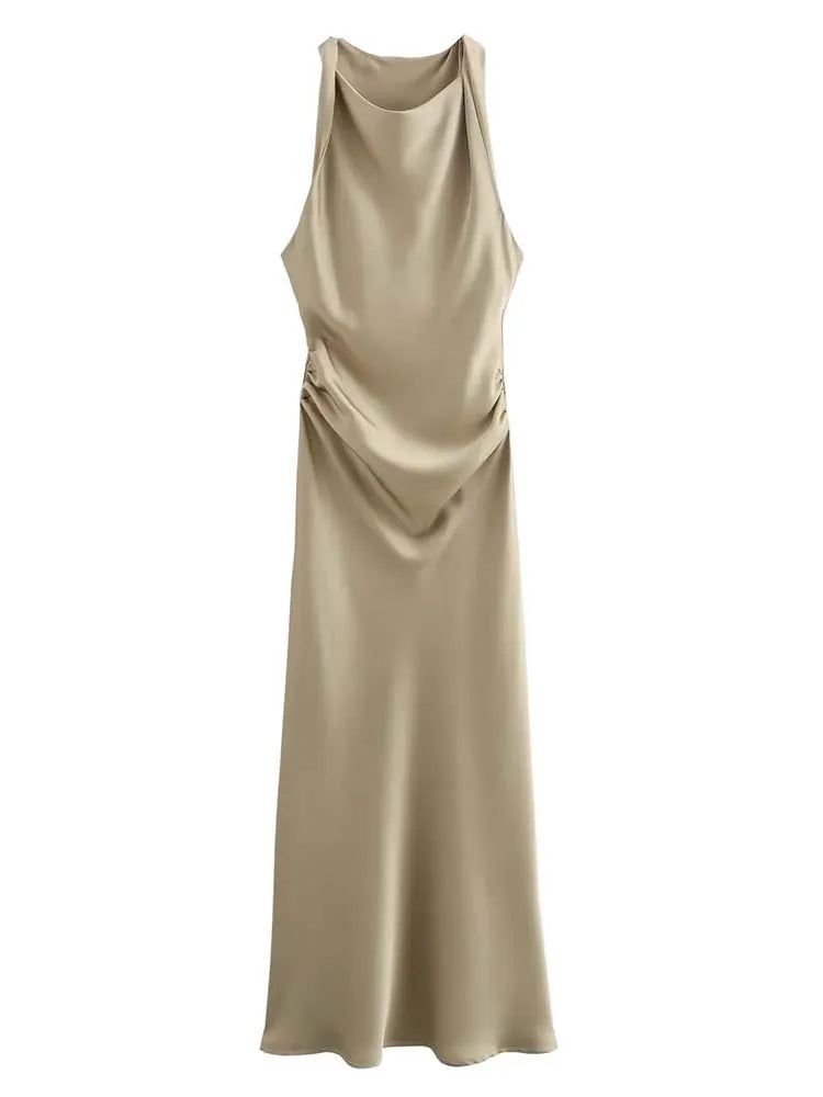 Robe Élégance Bohème – Halter Plissé