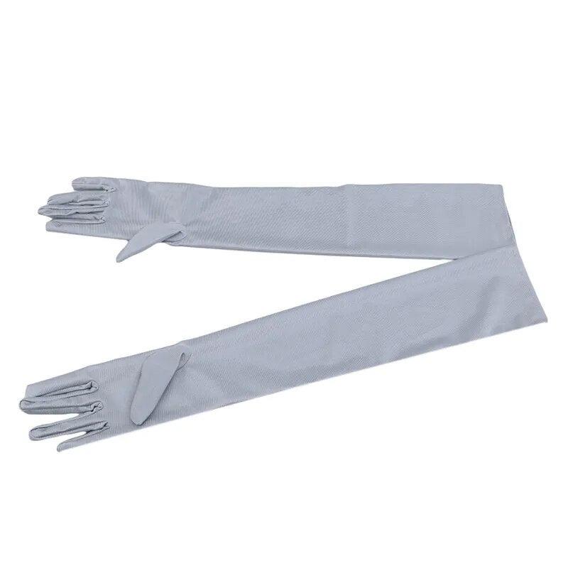 Gants longs de soirée en satin – gris