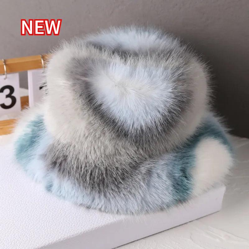 Bob en fausse fourrure – tie-dye gris bleu