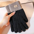 Gants d'hiver rayés en maille – noir