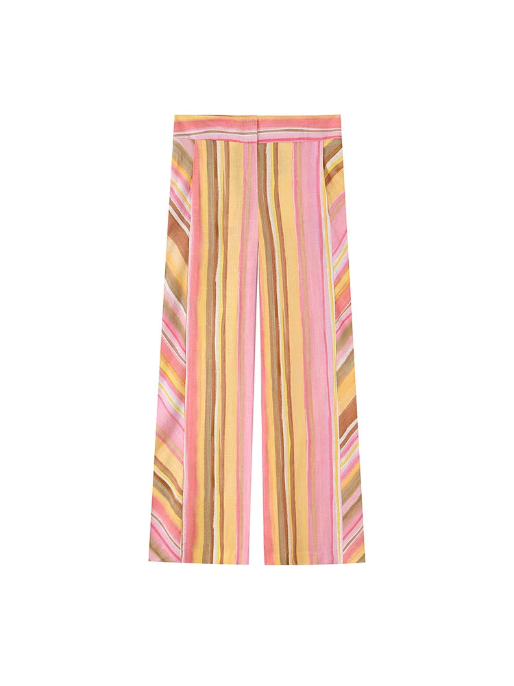 Pantalon large rayé