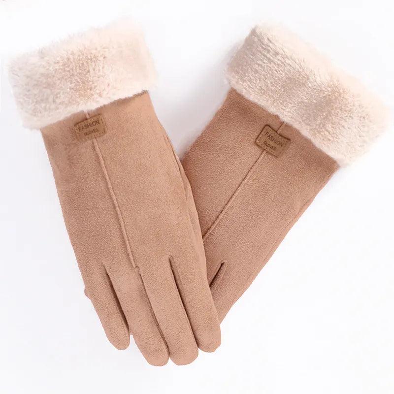 Gants d'hiver doux doublés – kaki