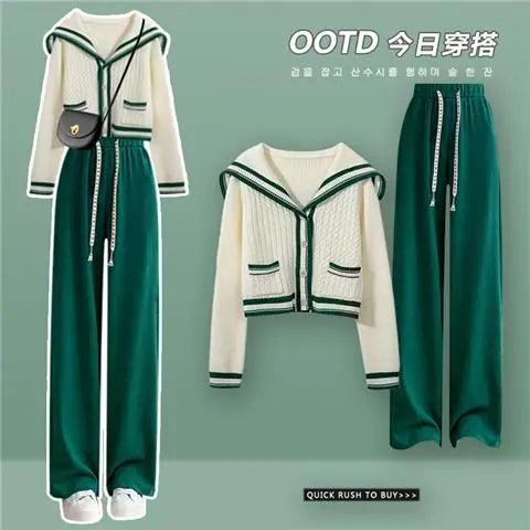 Ensemble cardigan col marin et pantalon large – vue 7