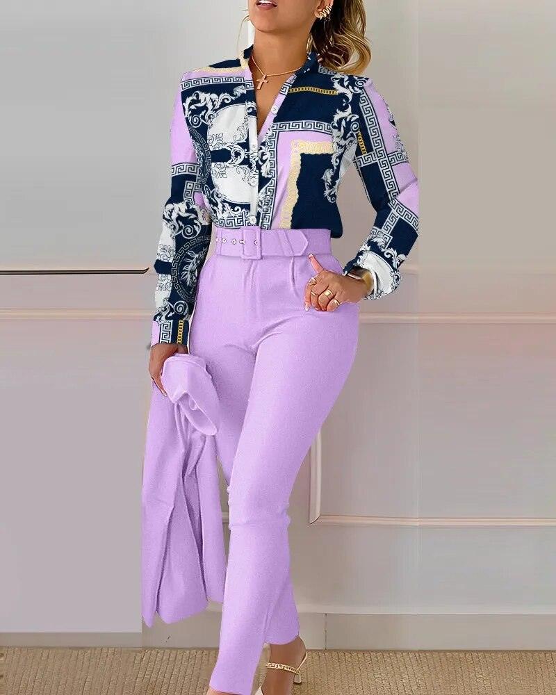 Ensemble chemise et pantalon fleuris