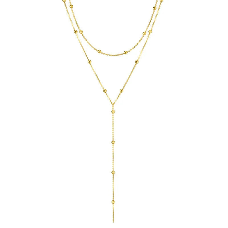 Collier double rang à billes dorées – doré clair