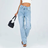 Jean large taille haute bleu clair