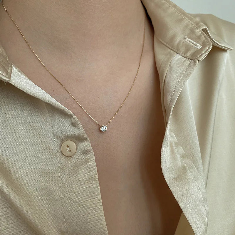Collier solitaire sur chaîne fine – vue 2