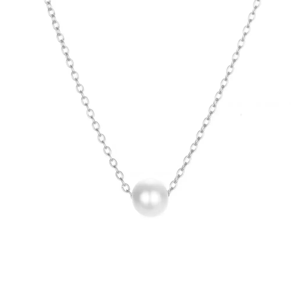 Collier point lumineux zircon – chaîne perlée argentée