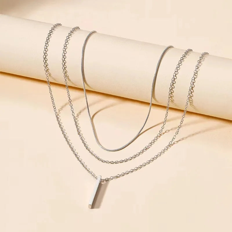 Collier multirang à pendentif barre – vue 4