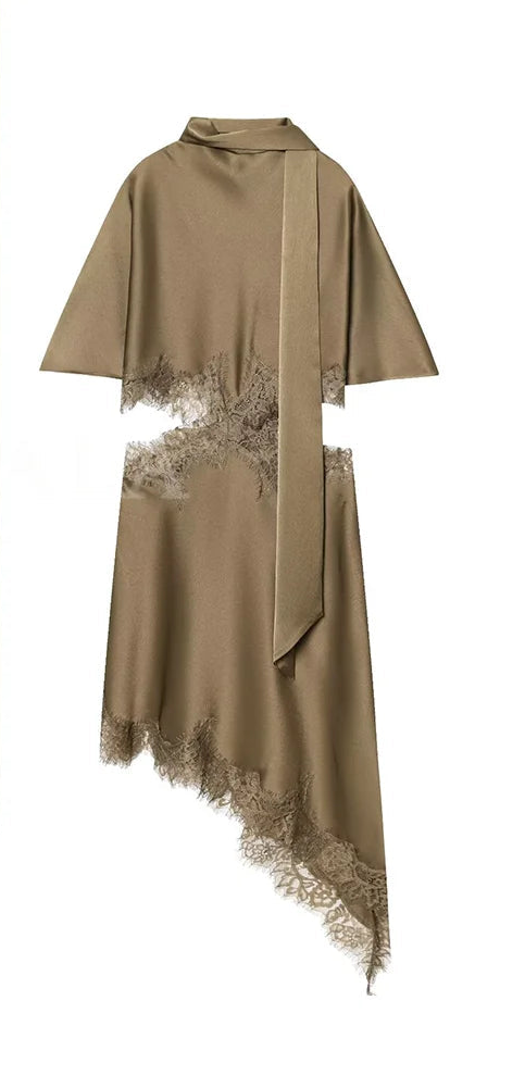 Robe courte asymétrique col foulard