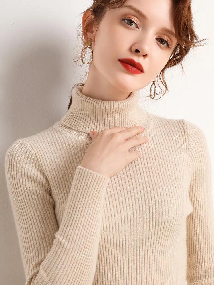 Pull col roulé fin et doux – abricot