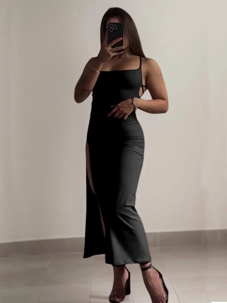 Robe Longue à Encolure Slash - Style Streetwear Femme