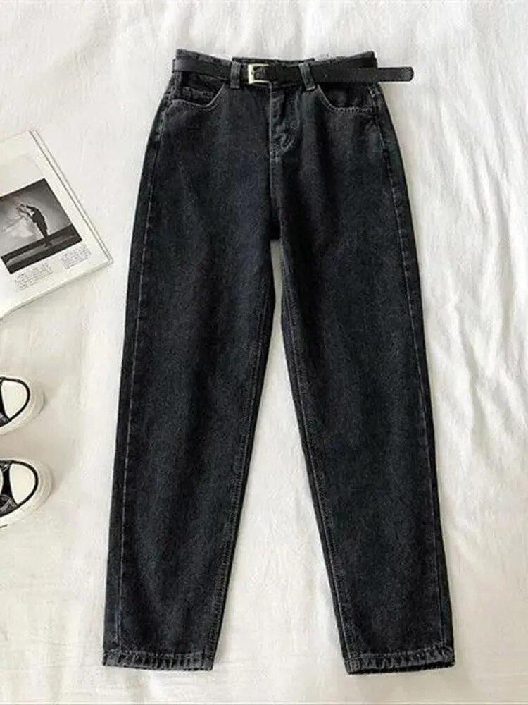 Jean carotte taille haute longueur cheville – noir et gris