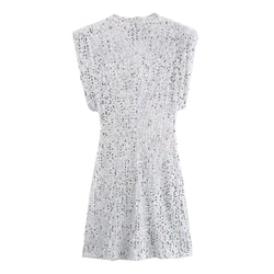 Mini Robe à Paillettes Soirée Argent