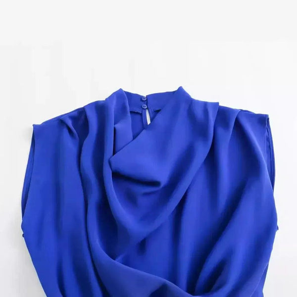 Robe bleu couleur unie Double boutonnage