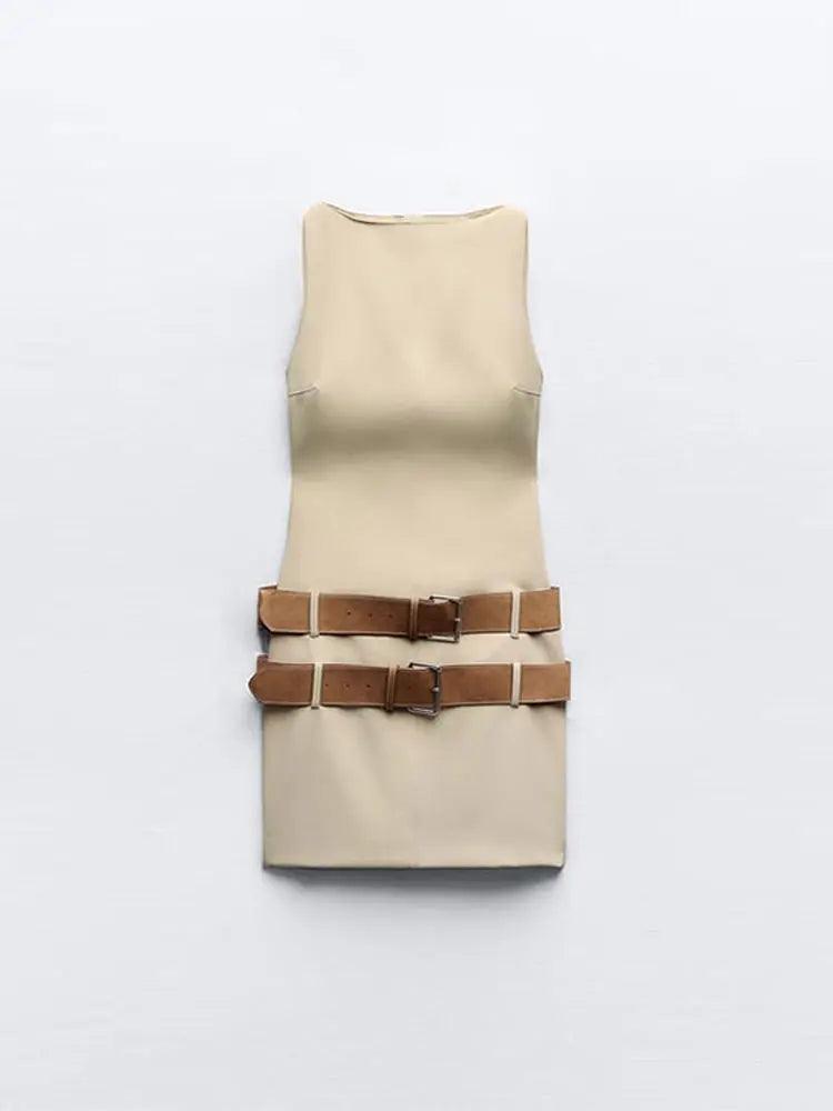 Mini robe avec double ceinture pour femmes