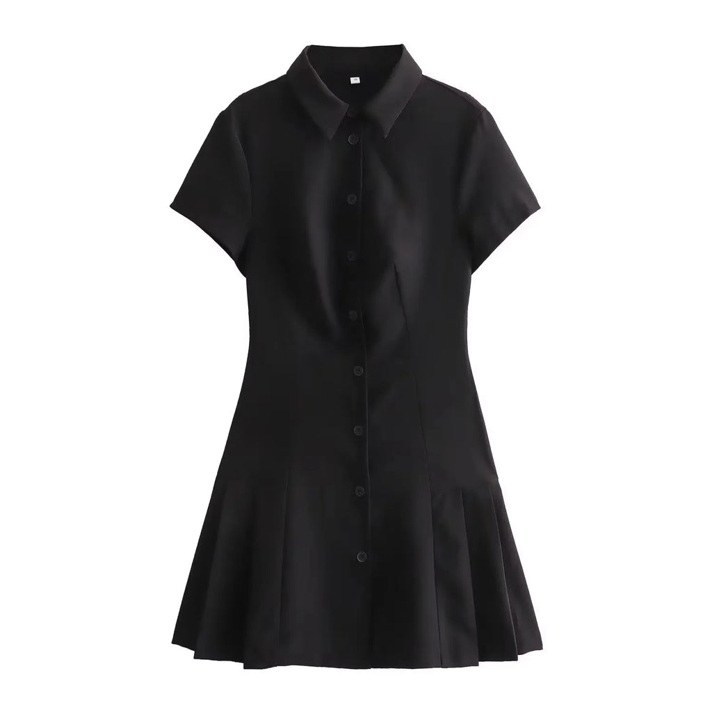 Robe Mini Plissée à Col Roulé - Style Bureau Femme