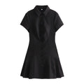 Robe Mini Plissée à Col Roulé - Style Bureau Femme