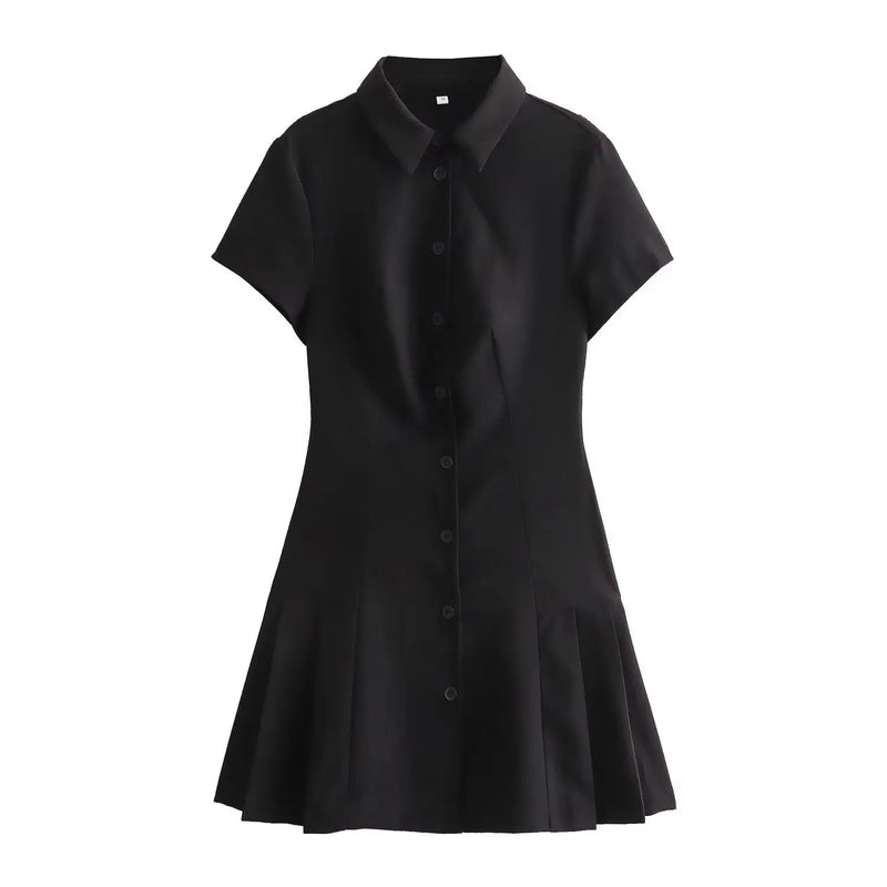 Robe Mini Plissée à Col Roulé - Style Bureau Femme