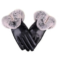 Gants en simili cuir et fausse fourrure – noir