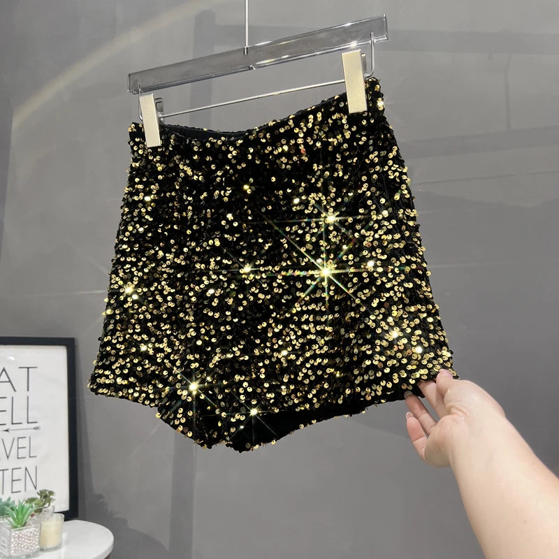 Short taille haute à paillètes +9 couleurs
