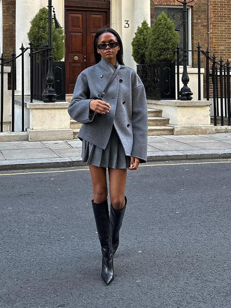 Veste à double boutonnage en laine - Eleganceparis 