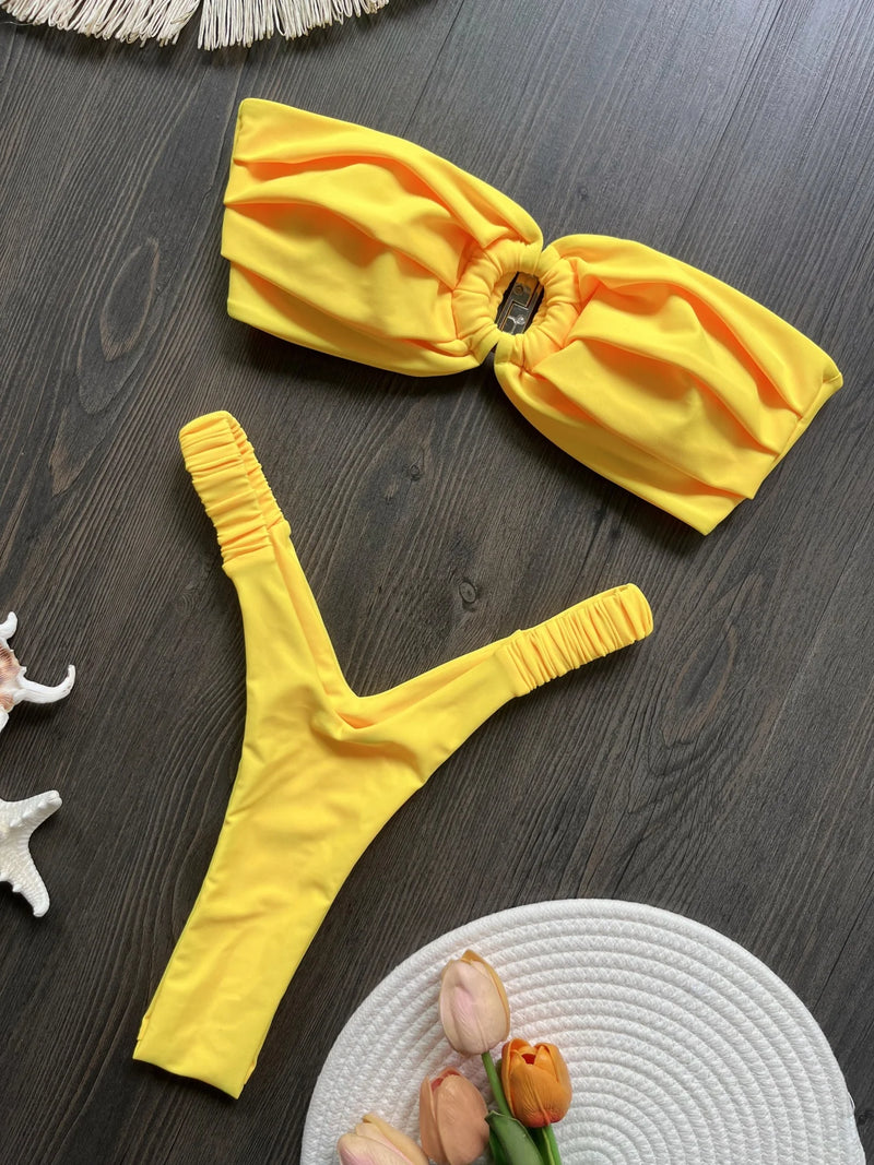 Soleil Doux – Bikini Tricot Uni Deux Pièces