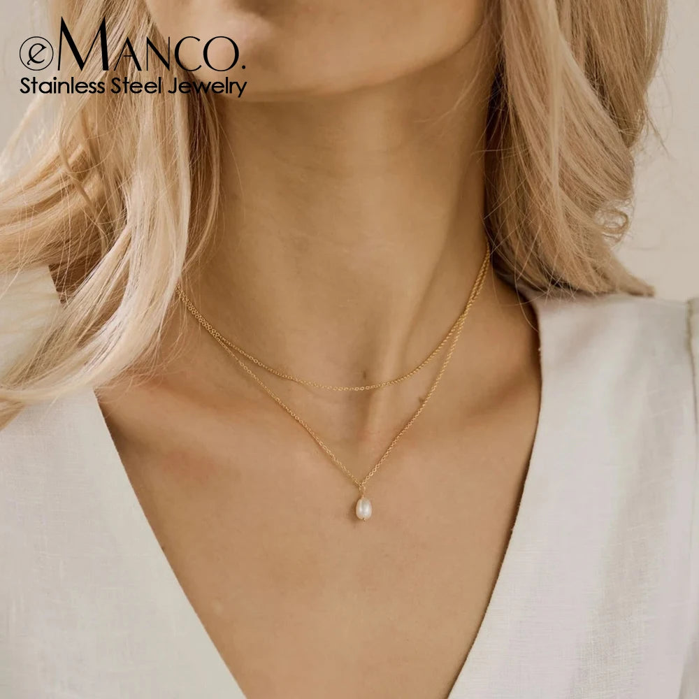 Collier double rang à perle d'imitation