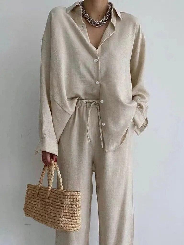 Ensemble chemise et pantalon uni