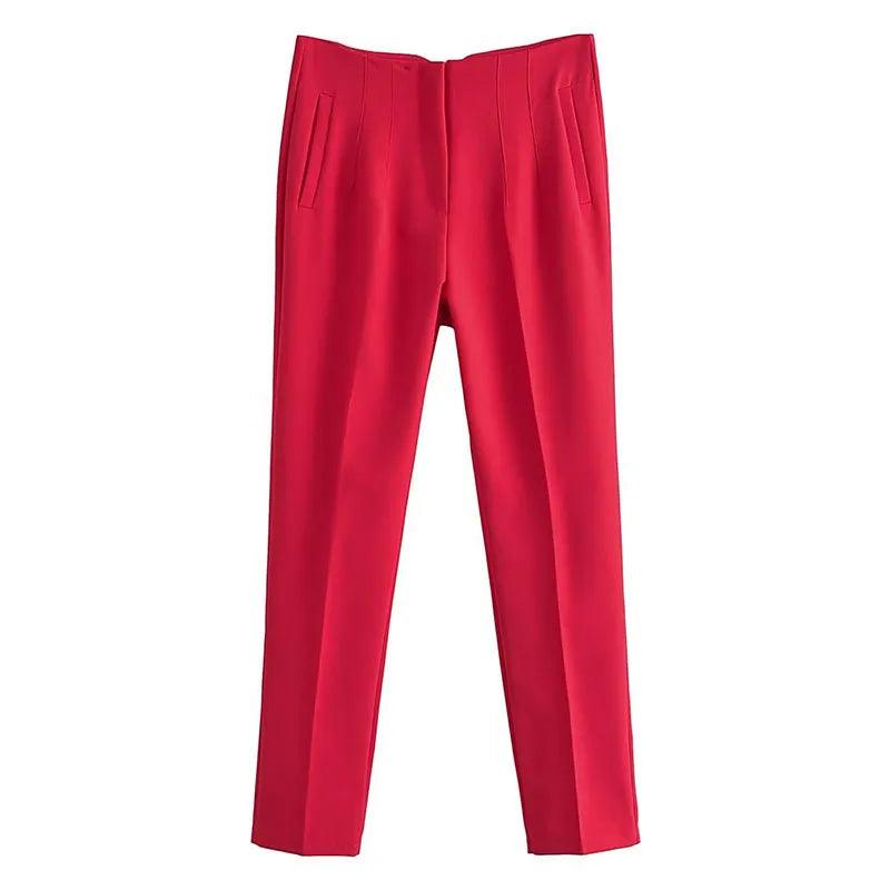 Pantalon chino cigarette taille haute – rouge