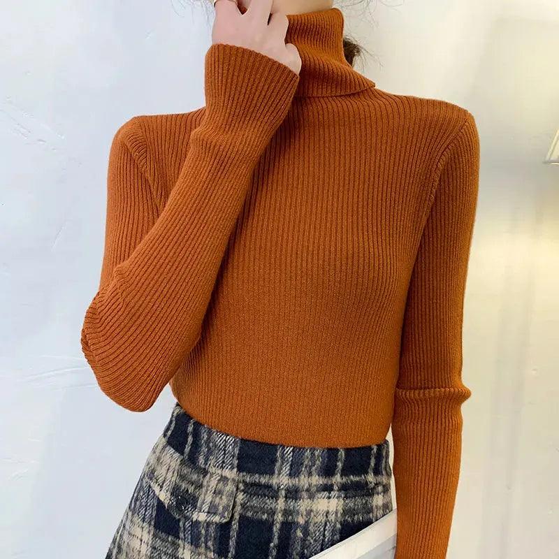 Pull col roulé fin et doux – camel
