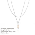 Collier double rang à perle d'imitation – argenté